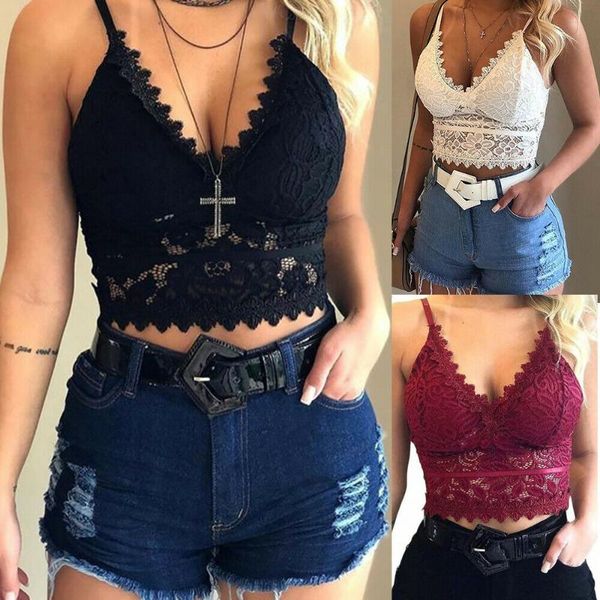 

bras womens vest bralet tank bustier lace floral crop bra bralette, Red;black
