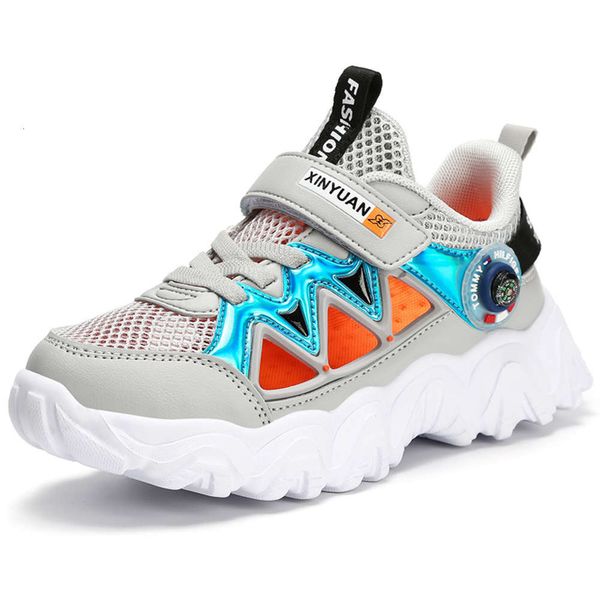 

children's casual mesh hollow breathable children's velcro sports shoes, Black