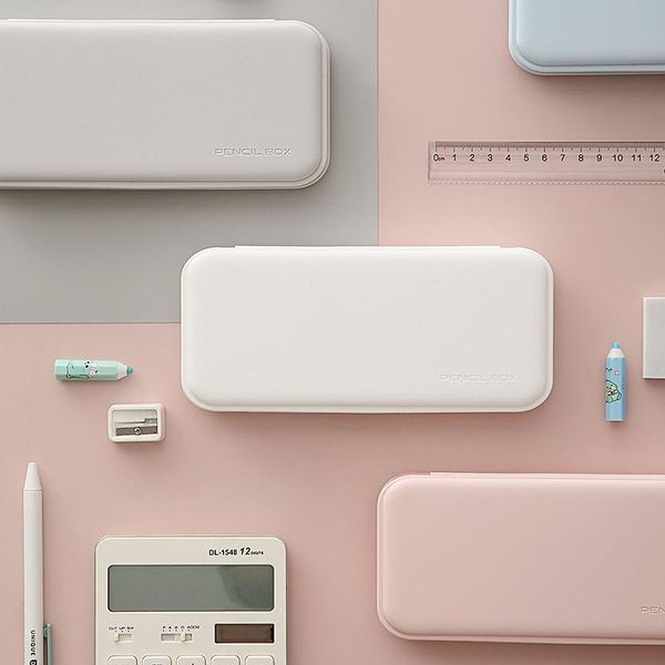 

pencil bags solid color abrazine simple large capacity multifunction cases for school kits kawaii bag pencilcase