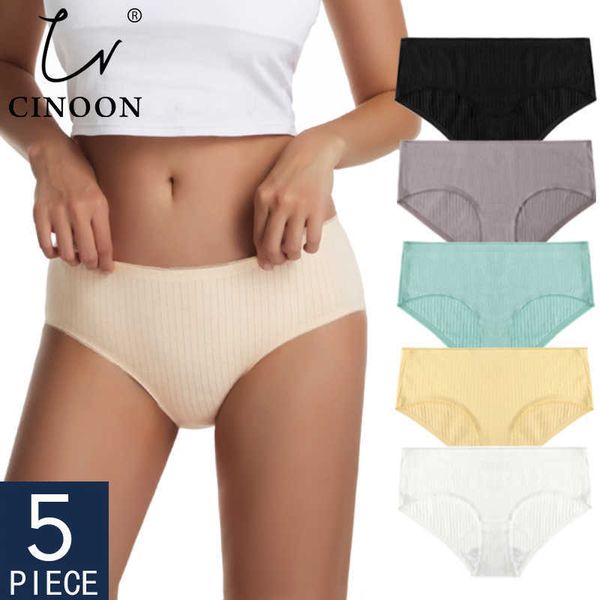 

cinoon 5pcs/set women's panties cotton underwear seamless plus size briefs low-rise soft panty women underpants female lingerie 210720, Black;pink