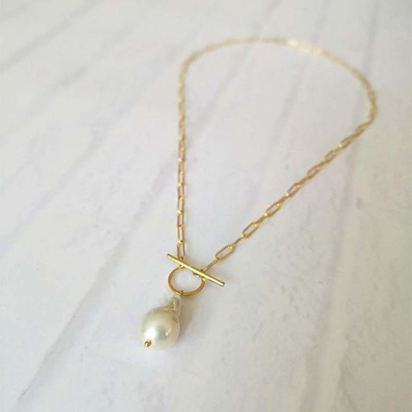 

pendant necklaces gold toggle clasp boho necklace small pearl genuine freshwater for women unique jewelry, Silver