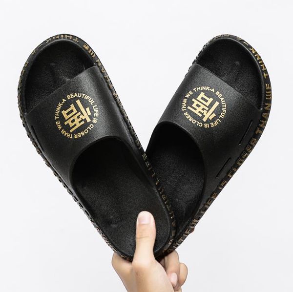 

2021sanguine fashion couple slippers summer men and women beach outdoor leisure sandals plus size shoes, Black
