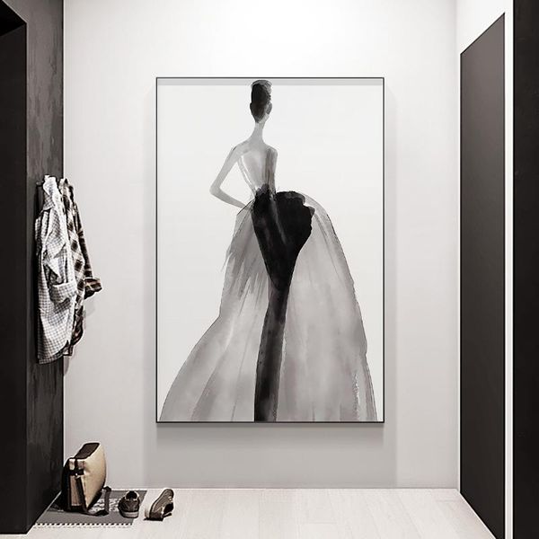 

paintings canvas painting modern ink girl graceful posture poster print fashion figure wall art picture for living room home decor