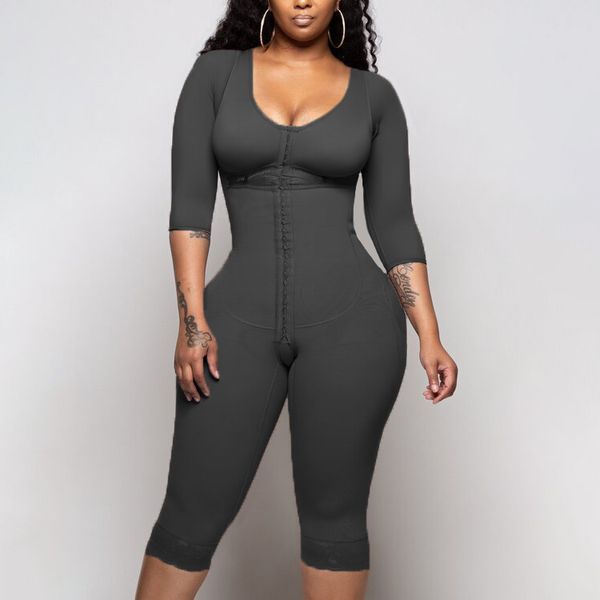 

solid color shapewear breasted one piece shapewear high compression faja bra waist trainer, Black;white