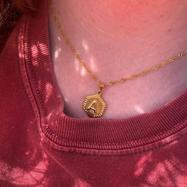 

pendant necklaces stainless steel a-z letter necklace trendy alphabet for women gold color initial letters jewerly gift, Silver