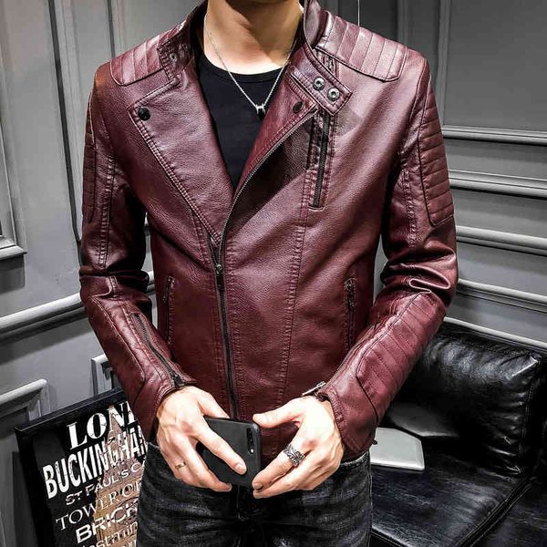 

Fashion Leather British Men's Motorcycle Jacket, Black