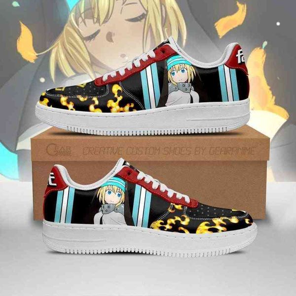 

diy anime shoes fire force iris sneakers costume casual running sport walking lightweight tennis, Black