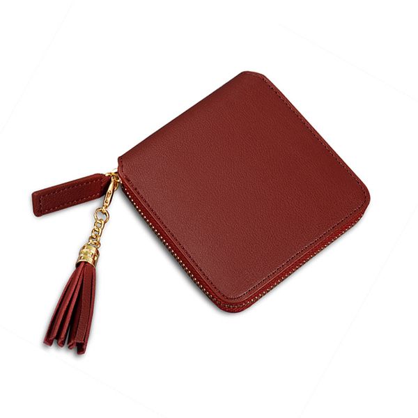 

dark red zipper bag tassel wallet for women girl 1221559