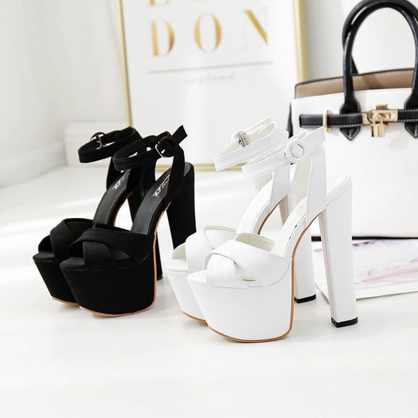 

women sandals 2021 sweet princess style woman platform sandal pumps ladies high heel 17cm summer shoes black&white