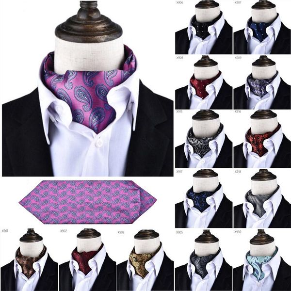 

bow ties paisley floral blue ascot tie men silk cravat cashew wedding scarf formal dress, Black;gray