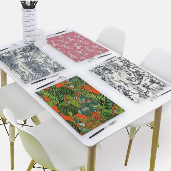 

mats & pads flowers placemat for dining table animal plant drink 32x42cm rectangle coasters tableware mat kitchen decoration