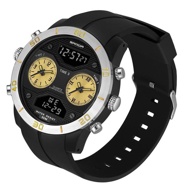 

wristwatches digital watches sports outdoor alarm clock 50m waterproof men's fashion trend three time display 24 hour indication 3001, Slivery;brown