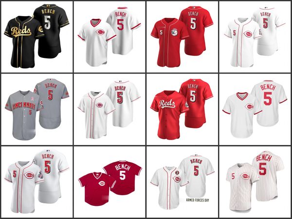 

cincinnati reds men 5 johnny bench womenyouth jersey, Black;red