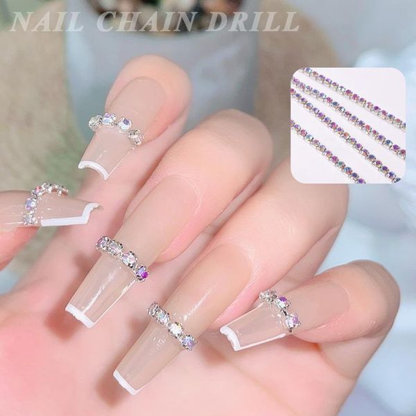 

nail art decorations tszs gold/silver shiny rhinestone chain ornament diy jewelry accessory, Silver;gold