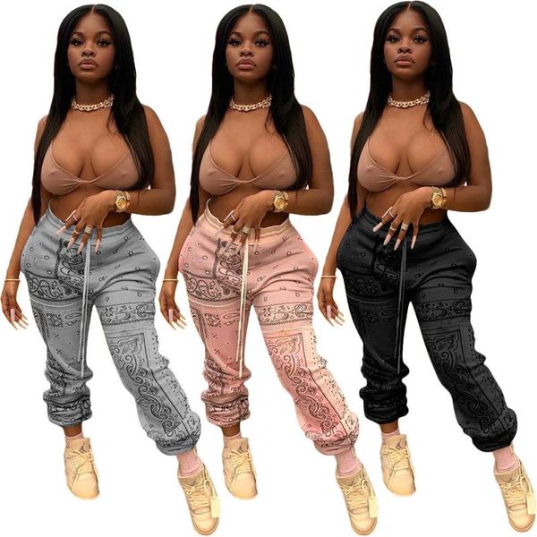 

print sweatpants women autumn / winter 2021 cashew totem thick joggers sport fitness hip hop stacked pants women's & capris, Black;white