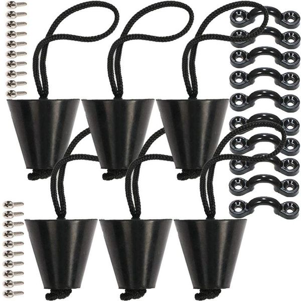 

rafts/inflatable boats 6pcs universal kayak scupper plug kit, plugs drain holes ser bung with lanyard and 10 pcs pad eyes