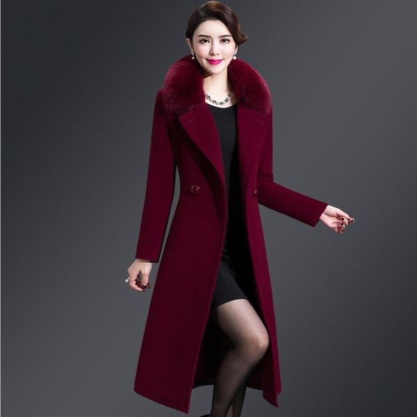 

women's wool & blends oeaid plus size 3xl coat s and jackets x-long outerwear winter jacket slim lady black vnjm