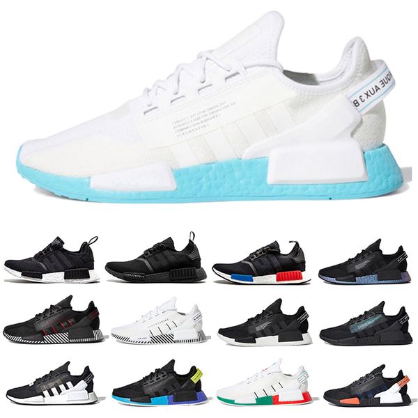

white speckled nmd r1 v2 mens running shoes dazzle camo core black grey gradient neon aqua tones mexico city munich olive oreo men women tra