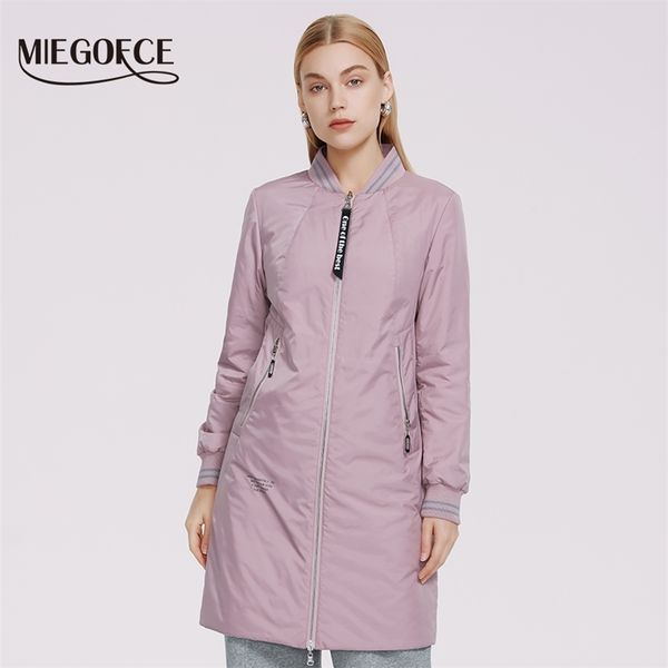 

miegofce spring women jacket knee length sports reversible 's clothing quilted coat parka 210913, Black