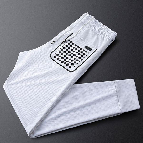 

men's pants quality woven white sports summer thin simple closed knitted, Black