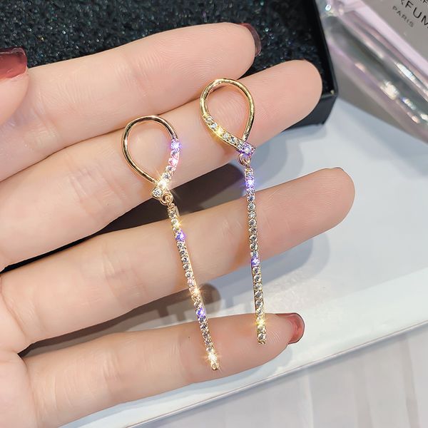 

knot earrings alloy inlaid with diamond 925 silver needle temperament versatile simple design earrings small number of creative earrings