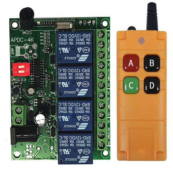 

smart home control ndustrial sector dc 12v 24v 4ch rf wireless remote switch radio receiver with 20m-2000m long distance controller