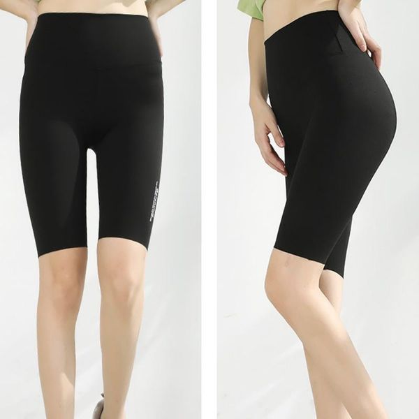 

gym clothing exercise tight shorts high elastic waist abdomen hips letter sports workout running cycling quick dry, White;black