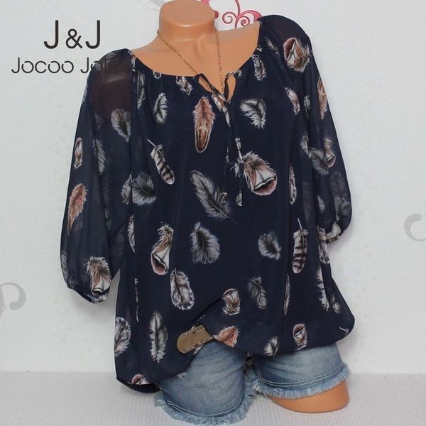 

jocoo jolee chiffon blouses womne plus size leisure print summer shirts casual half v neck loose blouses harajuku 5xl 210518, White