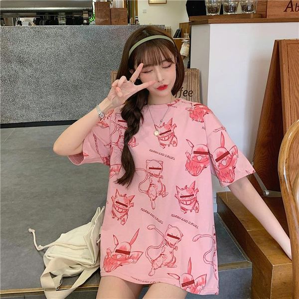 

girl short-sleeved t-shirt for women 2021 early spring korean style ins loose preppy bf half-length sleeve women's, White