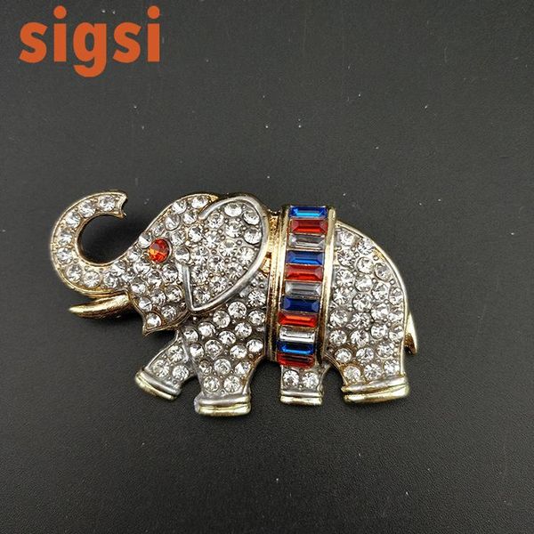 

pins, brooches 50/100pcs fashion jewelry 55mm rhinestone sparkly thailand cute elephant animal brooch pins, Gray
