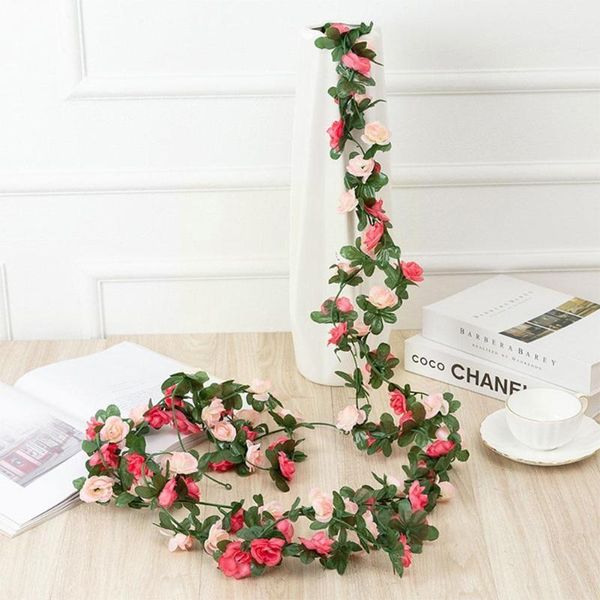 

decorative flowers & wreaths 250cm rose artificial christmas garland for wedding home room decoration spring autumn garden arch diy fake pla