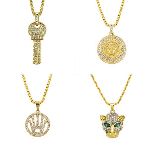 

pendant necklaces 2021 hip hop rhinestone alloy necklace, Silver