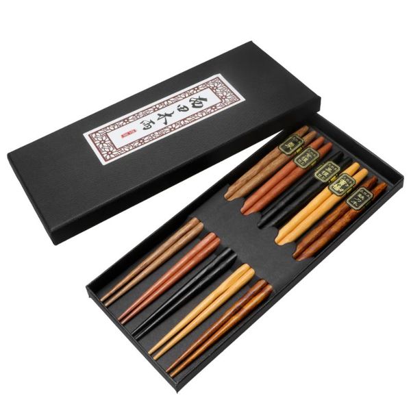

pairs japanese style chopsticks non-slip natural wood tableware for home restaurant (ground, gift set)