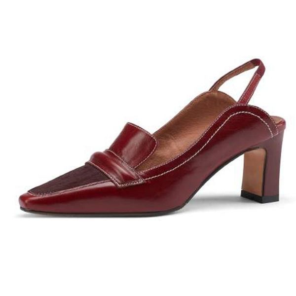 

genuine leather square toe shallow high heel sold street fashion young lady office slip on women pumps l93 dress shoes, Black