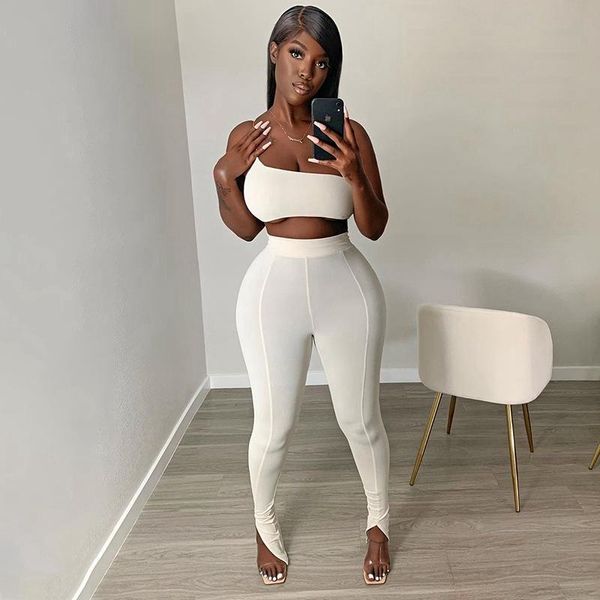 

women's tracksuits summer outfit sports fitness tracksuit women one shoulder skinny high elastic fashion clubwear clothes, Gray