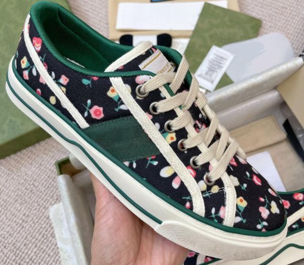 

designers tennis 1977 sneaker canvas luxurys shoe beige blue washed jacquard denim women shoes ace rubber sole embroidered vintage ca, Black