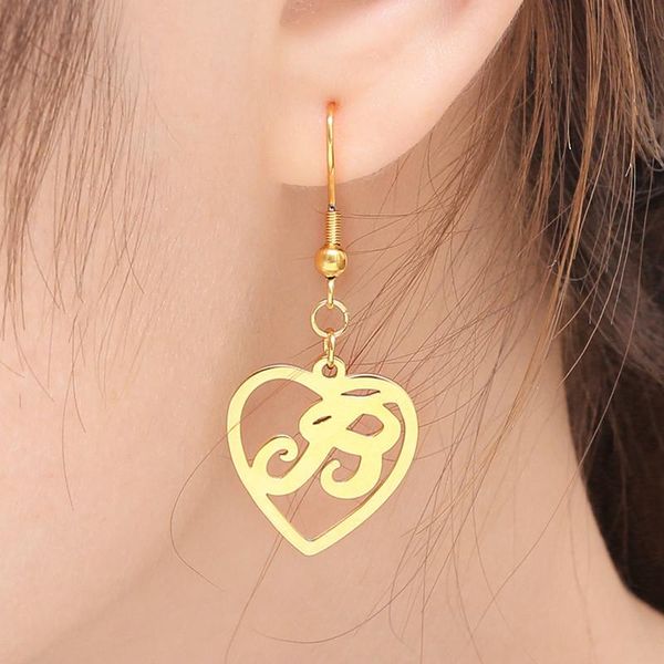 

dangle & chandelier kldy heart earrings for women letter gold rose silver stainless steel jewellery oorbellen brincos 2021