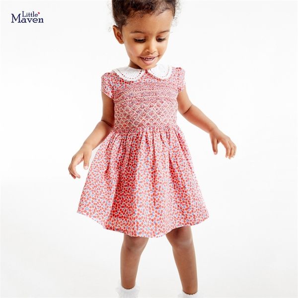 

little maven 2-7years dinosaur pattern baby girl's tees dress toddler es children kids pockets vestido 210915, Blue;red