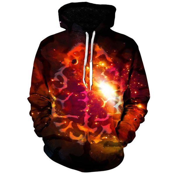 

starry sky explosion men's 3d printed hoodie visual impact party punk gothic round neck sweatshirt hoodie, Black