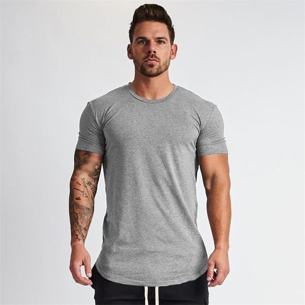 Muscleguys roupa simples aptidão camiseta homens o-pescoço t-shirt de algodão musculação tshirt fita fits fits tshirt homme 210726