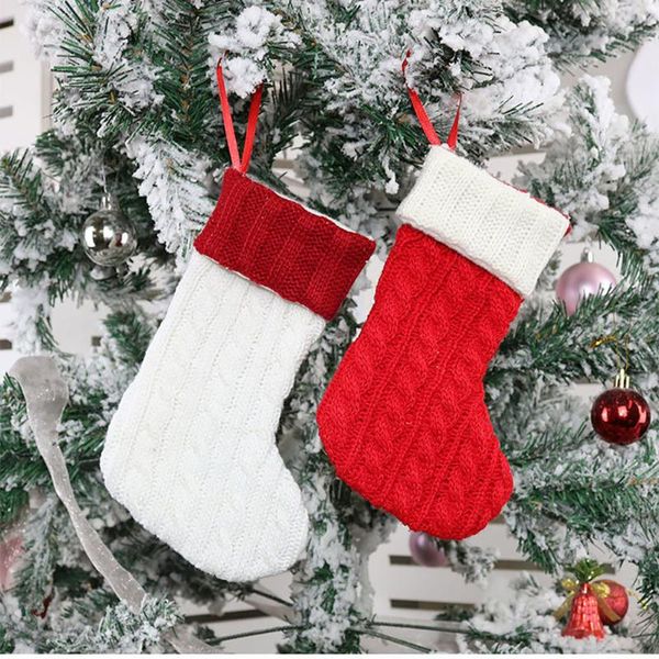 

christmas supplies gift bag tree wool knit socks cloth santa elk xmas lovely children decoration decorations