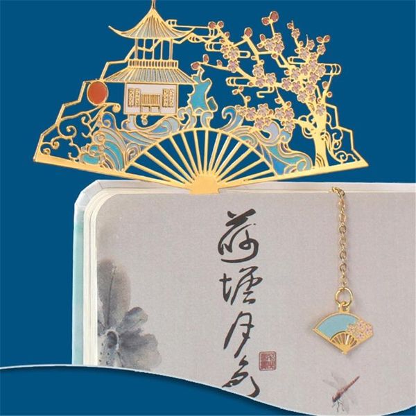 

1pc chinese style brass bookmark tassel pendant retro book clip metal pagination mark student stationery school office supplies