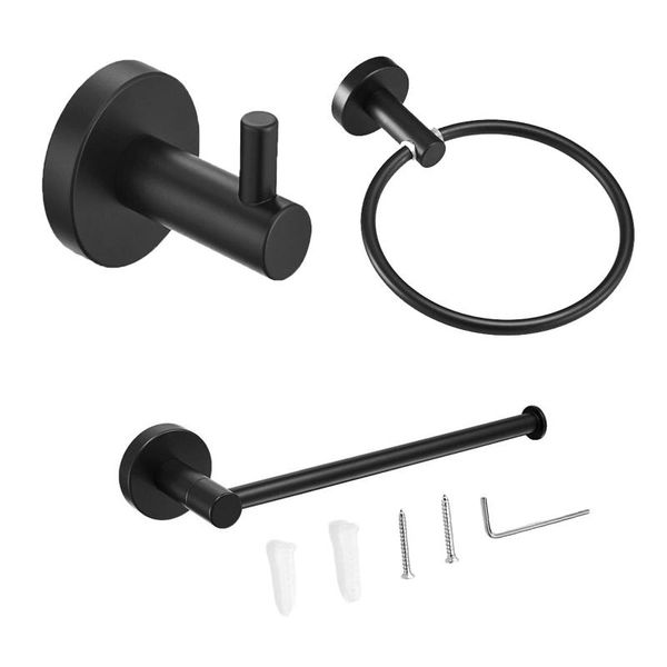 

bath accessory set 3pcs hanging ring rustproof storage shelf accessories towel hook bathroom hardware stainless steel space saving home brus