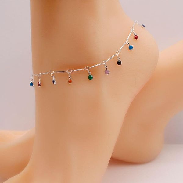 

anklets bohemian colorful bead anklet for women fashion gold color simple summer barefoot ankle jewelry on the leg party accessories, Red;blue