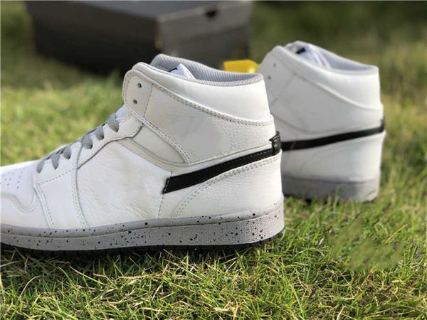 

jumpman 1 mens basketball shoes splashed ink white cement color matching sports shoelaces shoebox full size 40--466sgl