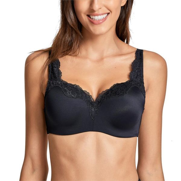

bras women's underwire smooth lightly padded no show supportive lace t-shirt bra ve07, Red;black