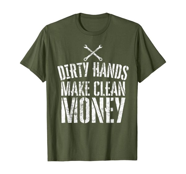 

wrench mechanic gift dirty hands make clean money t-shirt, White;black
