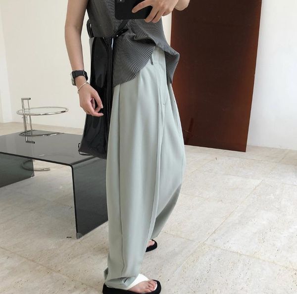 

women's pants & capris summer fashionable quality cool feeling high waist straight trousers loose thin baggy casual, Black;white