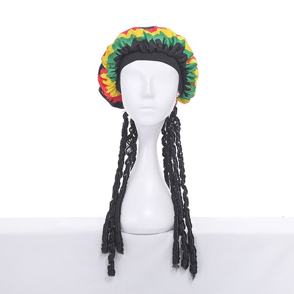 

fashion color pigtail wool roll hat wig, Black