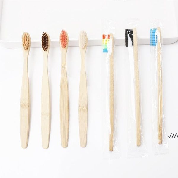 Newwow Rainbow Toothbrushes Bambu Ambiental Toothbrush Fibra De Madeira Punho Dente Escova Clareamento Diferentes Cores EWB5955